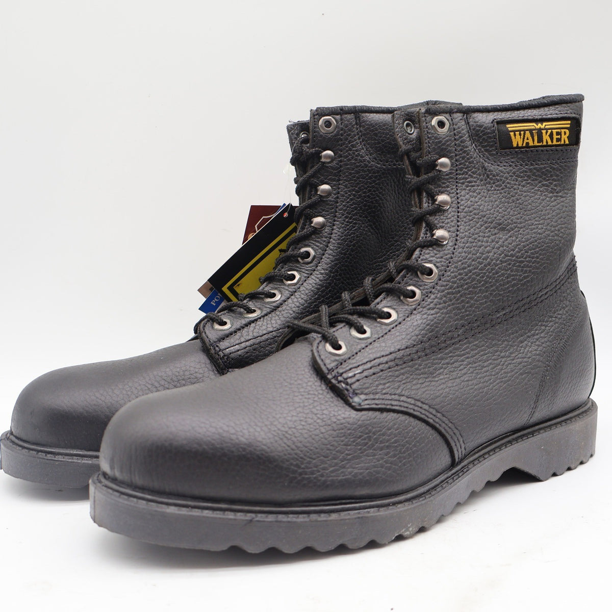 Walker SafetyFirst Steel Toe Work Boots Mens 13 D Vintage 90s USA Black Leather - take2supply