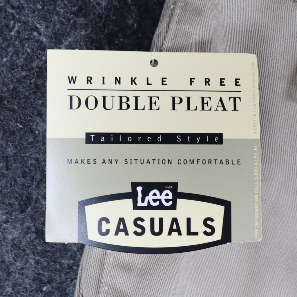Lee Casuals Pleated Chino Pants Womens 12 M Khaki Cotton Wrinkle Free NWT - take2supply