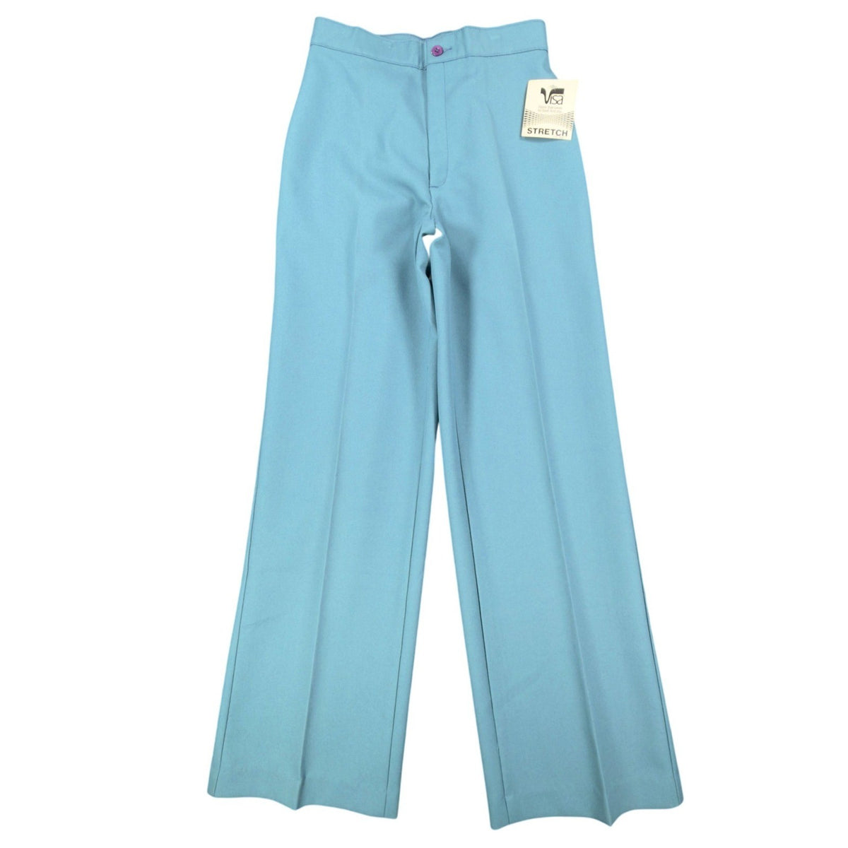 Visa Vintage 70s Stretch Trousers Womens 12 Blue Polyester Deadstock NWT - take2supply