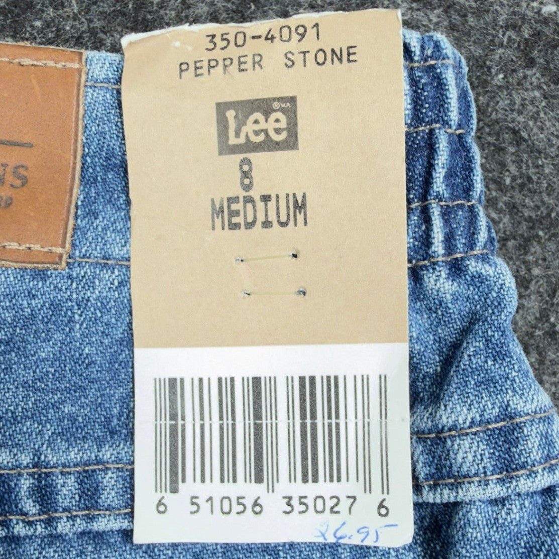 Lee Vintage 90s Side Elastic Utility Jeans Womens 8 M Blue Denim Made in USA NWT - take2supply