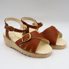Party Lane Wedge Sandals Toddler Size 10 Vintage Brown Faux Leather Deadstock - take2supply