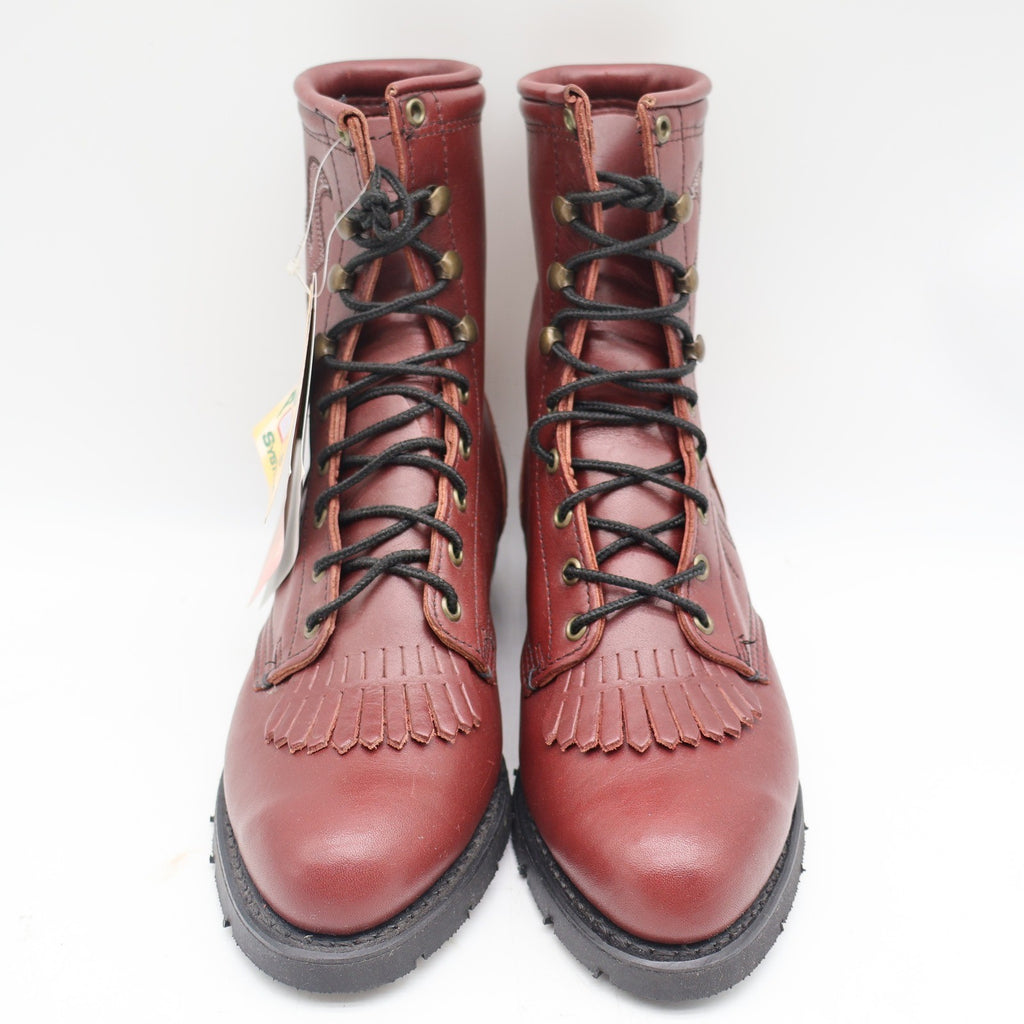 Double-H Boots Packer Boots 7 M Vintage Burgundy Leather Aero-Glide 7 USA 9313 - take2supply