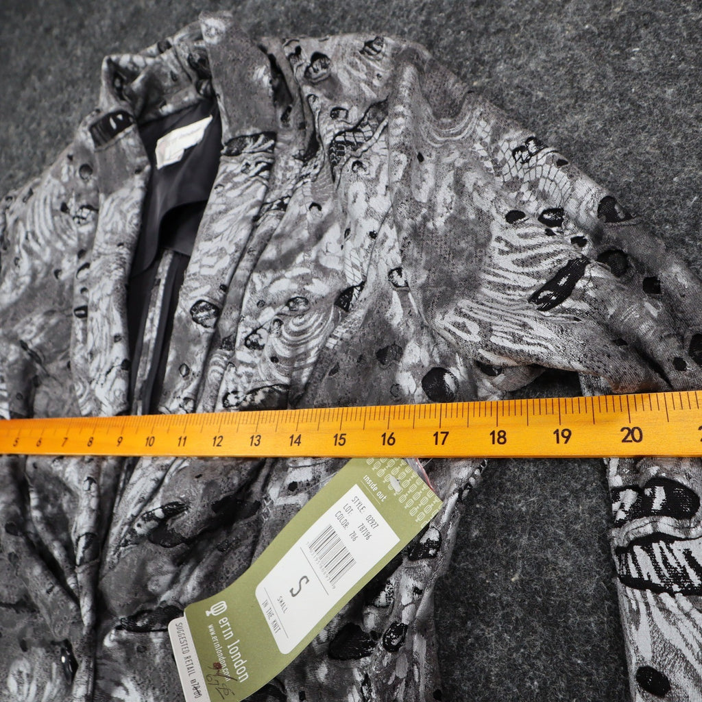 Erin London Blazer Jacket Womens Small NWT Gray Abstract Knit Single Button - take2supply