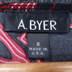 A. Byer Top Womens Small Y2K Red Black Floral Swirl Faux Wrap Twist Front NWT - take2supply