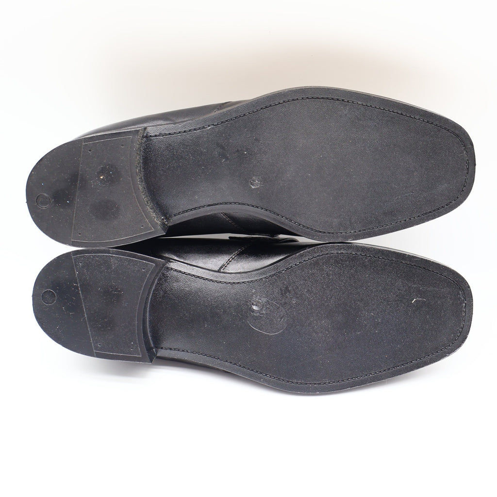 Fortune Shoes Loafers Mens 10 Vintage 70s Black Leather Square Toe Deadstock - take2supply