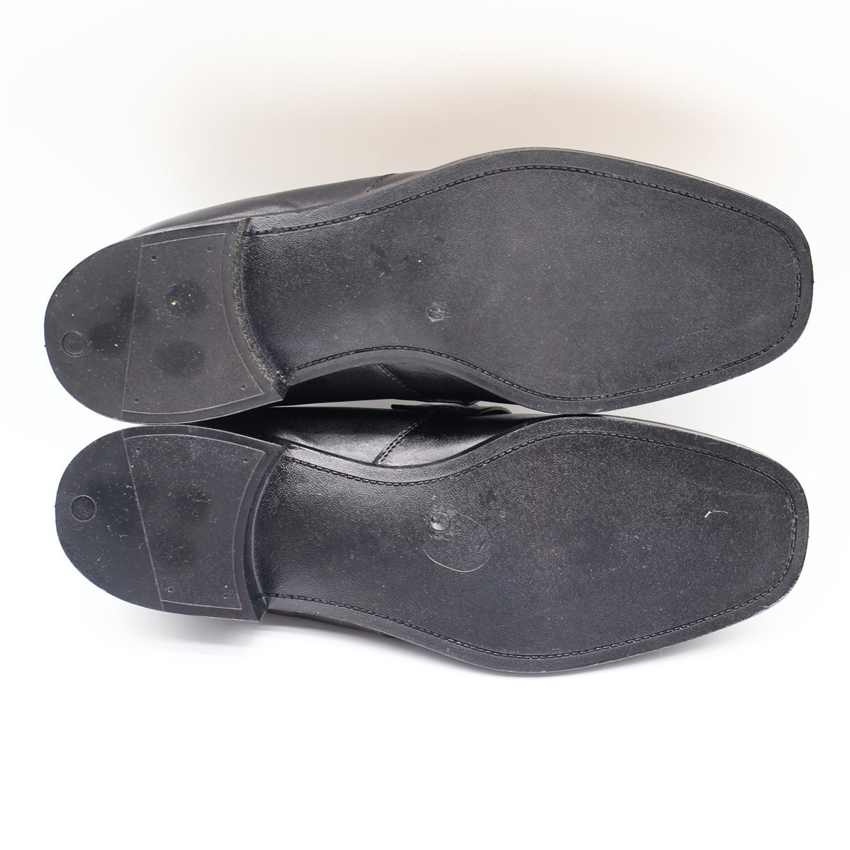 Fortune Shoes Loafers Mens 10 Vintage 70s Black Leather Square Toe Deadstock - take2supply