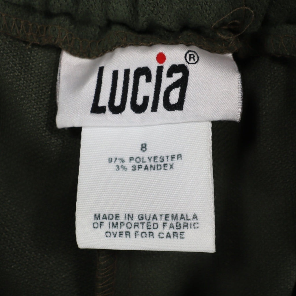 Lucia Trousers Womens Size 8 Y2K Cactus Green Stretch Pleated Straight Leg Pants - take2supply