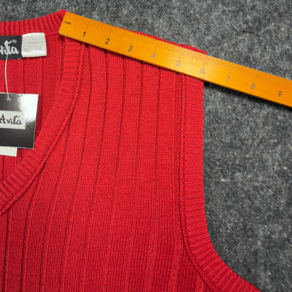 D'Avila Vintage 90s Sweater Vest Mens Large Red Acrylic V-Neck NWT - take2supply