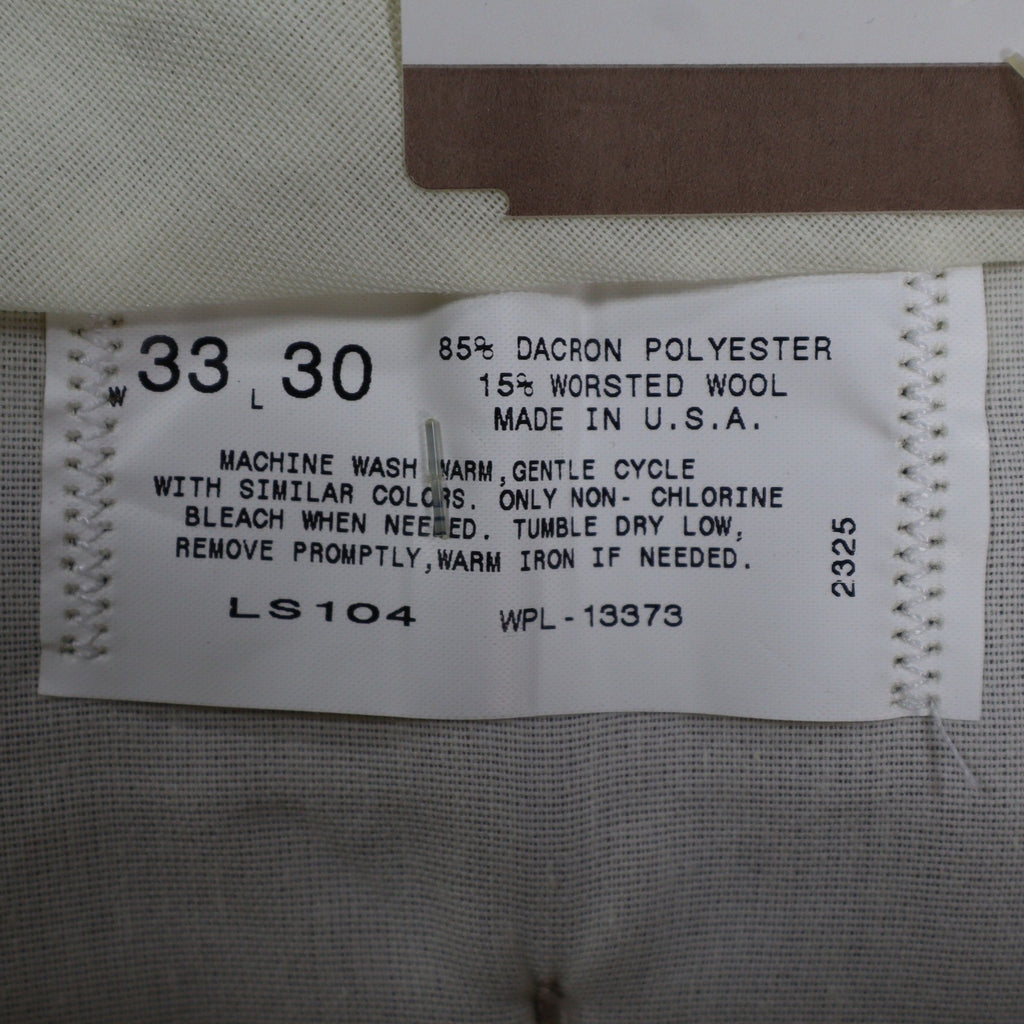 Glen Oaks Pleated Trousers Mens 33x30 Vintage 90s Tan Wool Blend Deadstock USA - take2supply