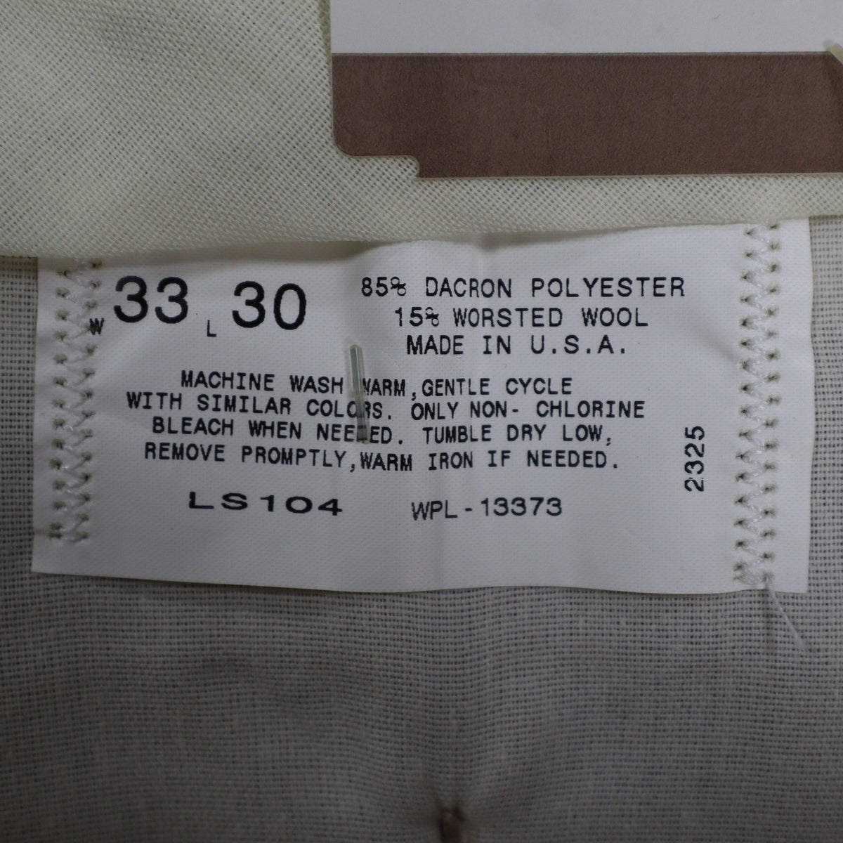 Glen Oaks Pleated Trousers Mens 33x30 Vintage 90s Tan Wool Blend Deadstock USA - take2supply