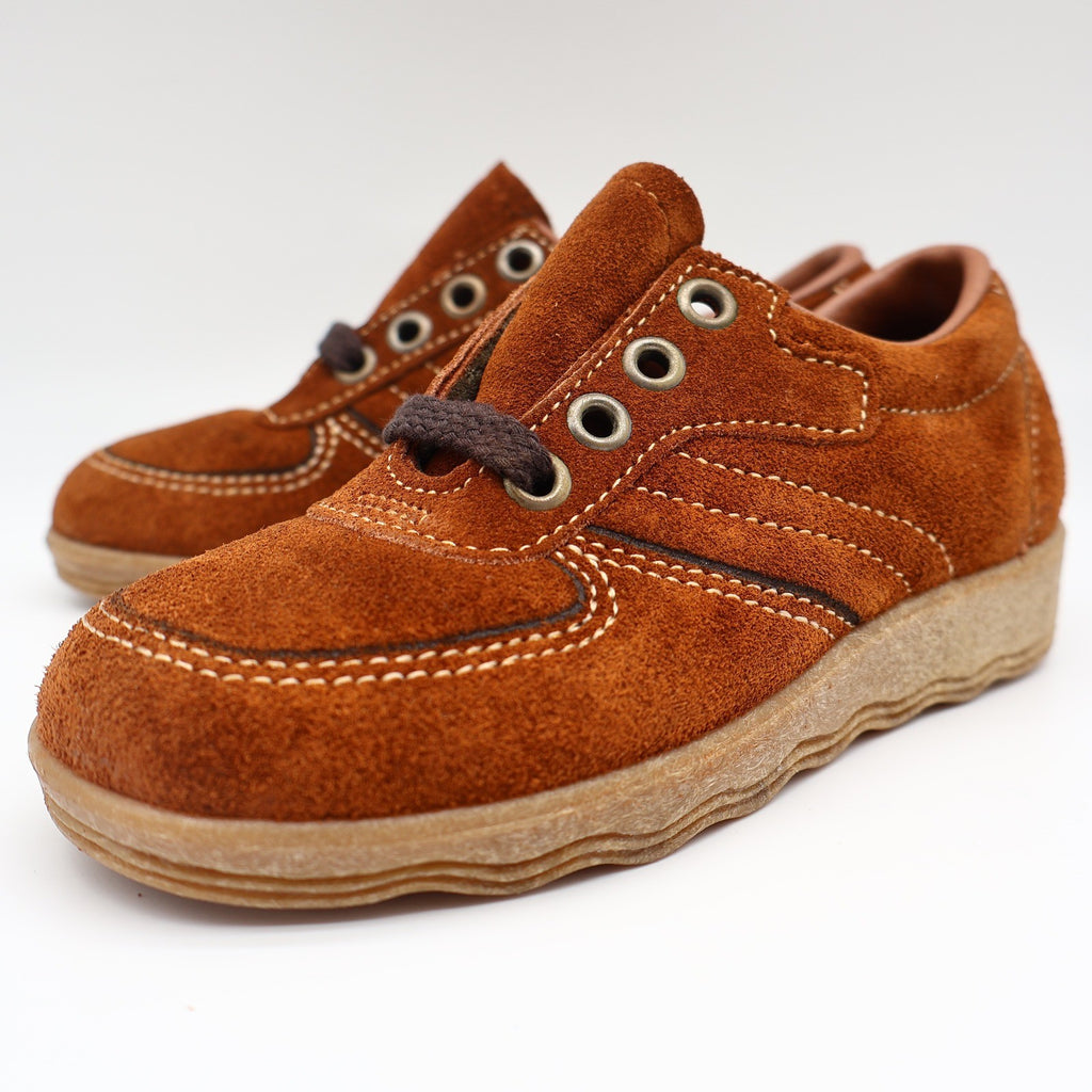 Walker Shoes Oxford Kids 11.5D Vintage Brown Suede Crepe Sole Deadstock 2646 - take2supply