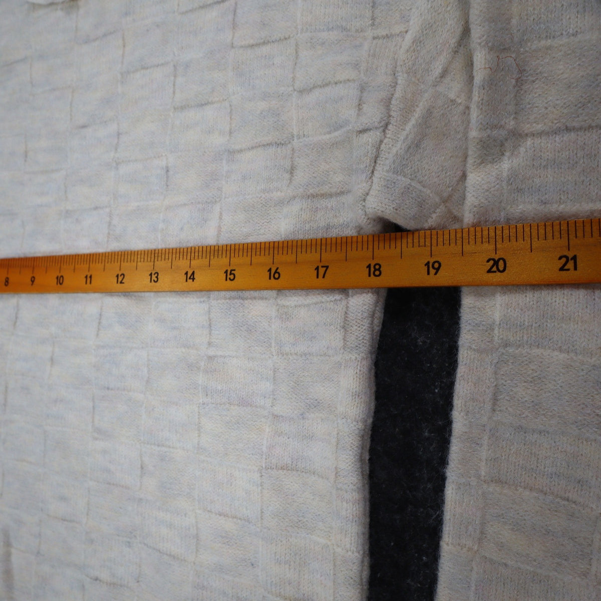 Hem & Thread Mock Neck Sweater Womens Small Cream Textured Checkerboard Knit NEW - take2supply
