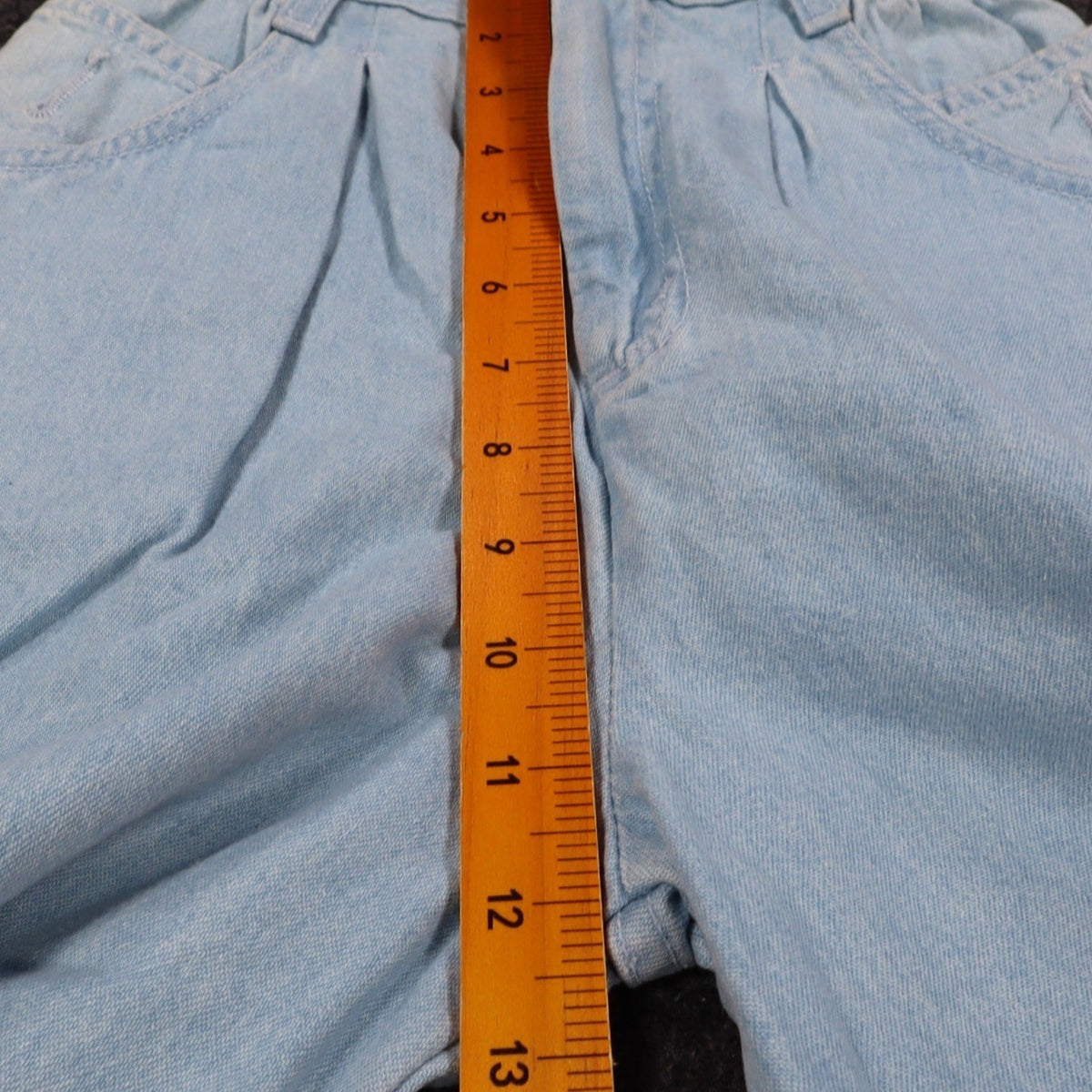 Levi's 917 Denim Shorts Girls 12 Vintage 90s Light Wash Cinch Waist Made in USA - take2supply