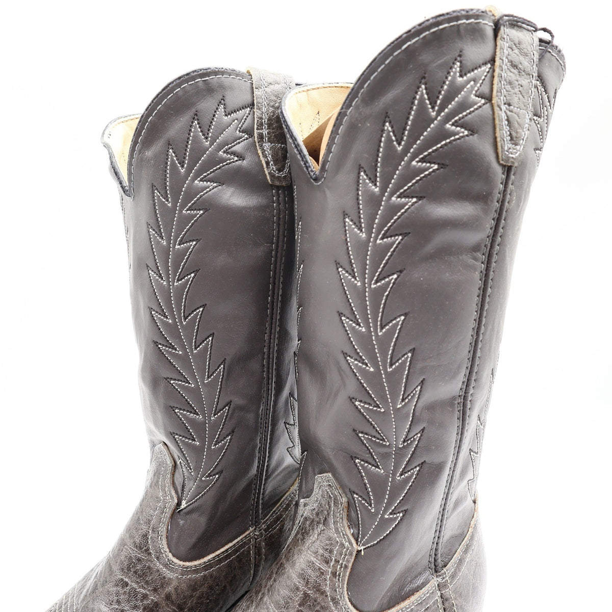Acme 80s Western Boots Youth 3.5 D Grey Elephant Print Leather NIB 2395 Vintage - take2supply