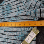 Erin London Top Womens L Blue Black Striped Textured Knit Long Sleeve NWT - take2supply