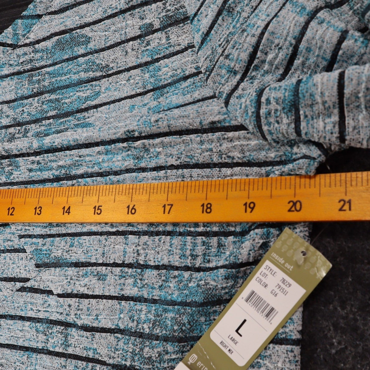 Erin London Top Womens L Blue Black Striped Textured Knit Long Sleeve NWT - take2supply