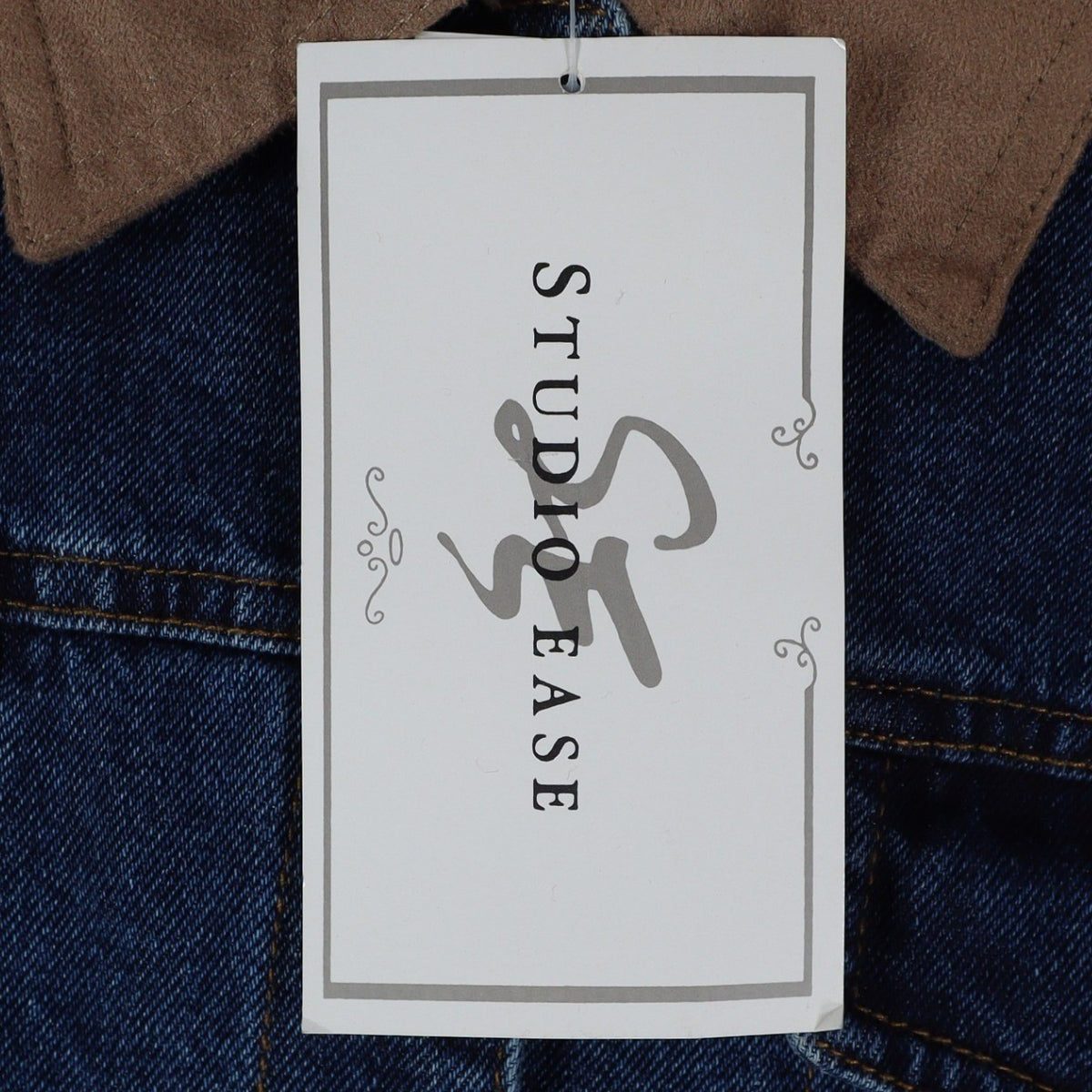 Studio Ease Denim Jacket Womens 8 Blue Cotton Faux Suede Collar WAAC77RI NWT - take2supply
