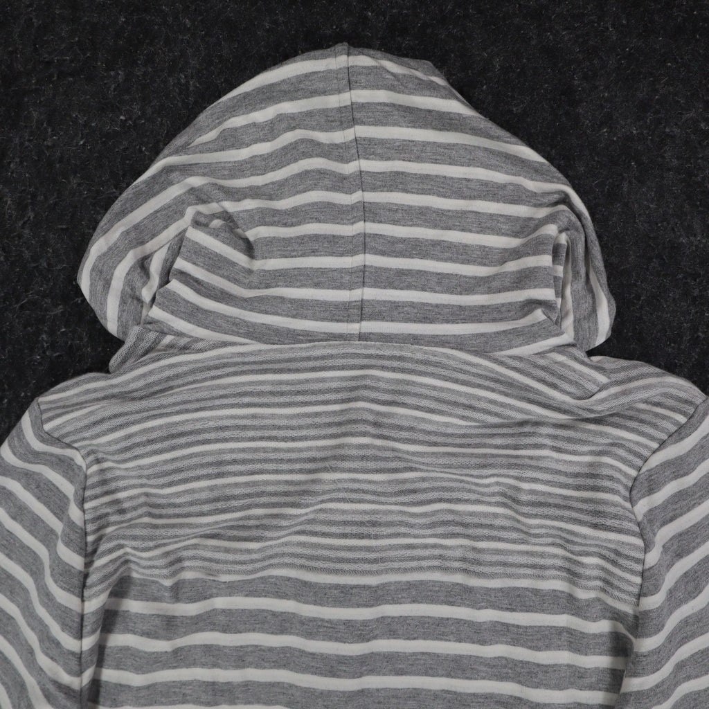 Erin London Womens M Gray White Striped Lace Up Hooded Tunic Top NWT - take2supply