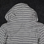 Erin London Womens M Gray White Striped Lace Up Hooded Tunic Top NWT - take2supply