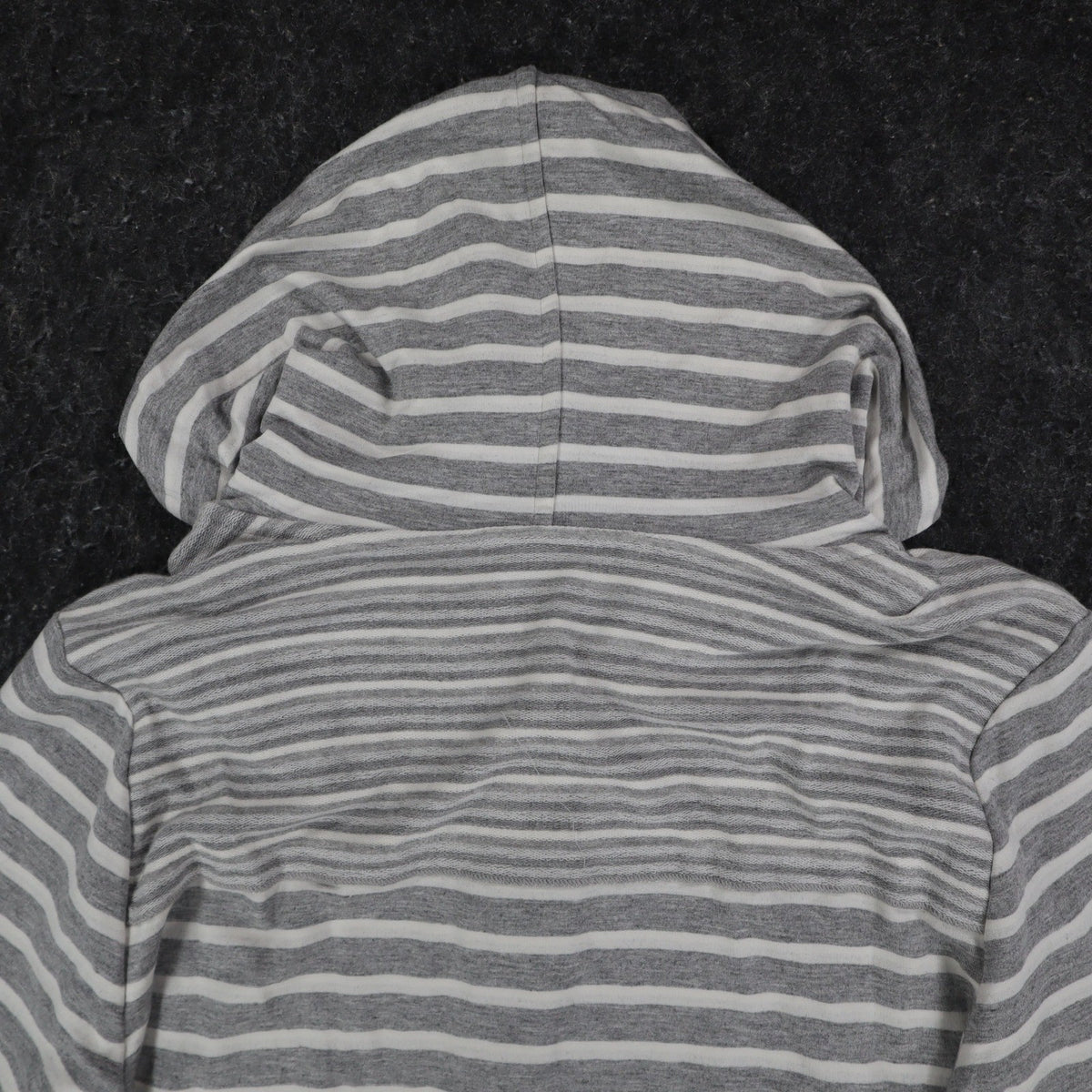 Erin London Womens M Gray White Striped Lace Up Hooded Tunic Top NWT - take2supply