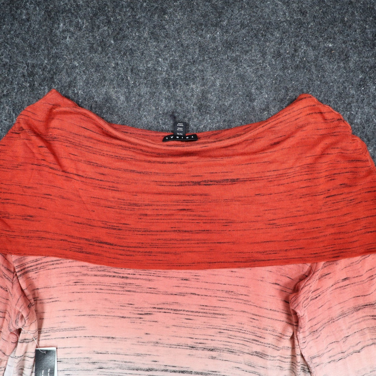 Tribal Asymmetrical Top Womens XL Tawny Red Ombre Space Dye Cowl Neck NEW - take2supply