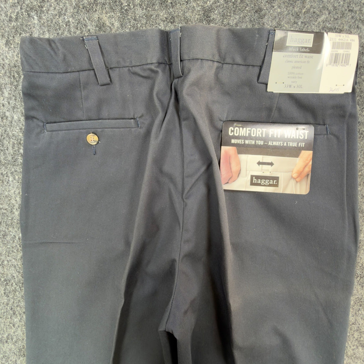 Haggar Pants Mens 33x30 Navy Blue Cotton Pleated Black Label Vintage Y2K NWT - take2supply