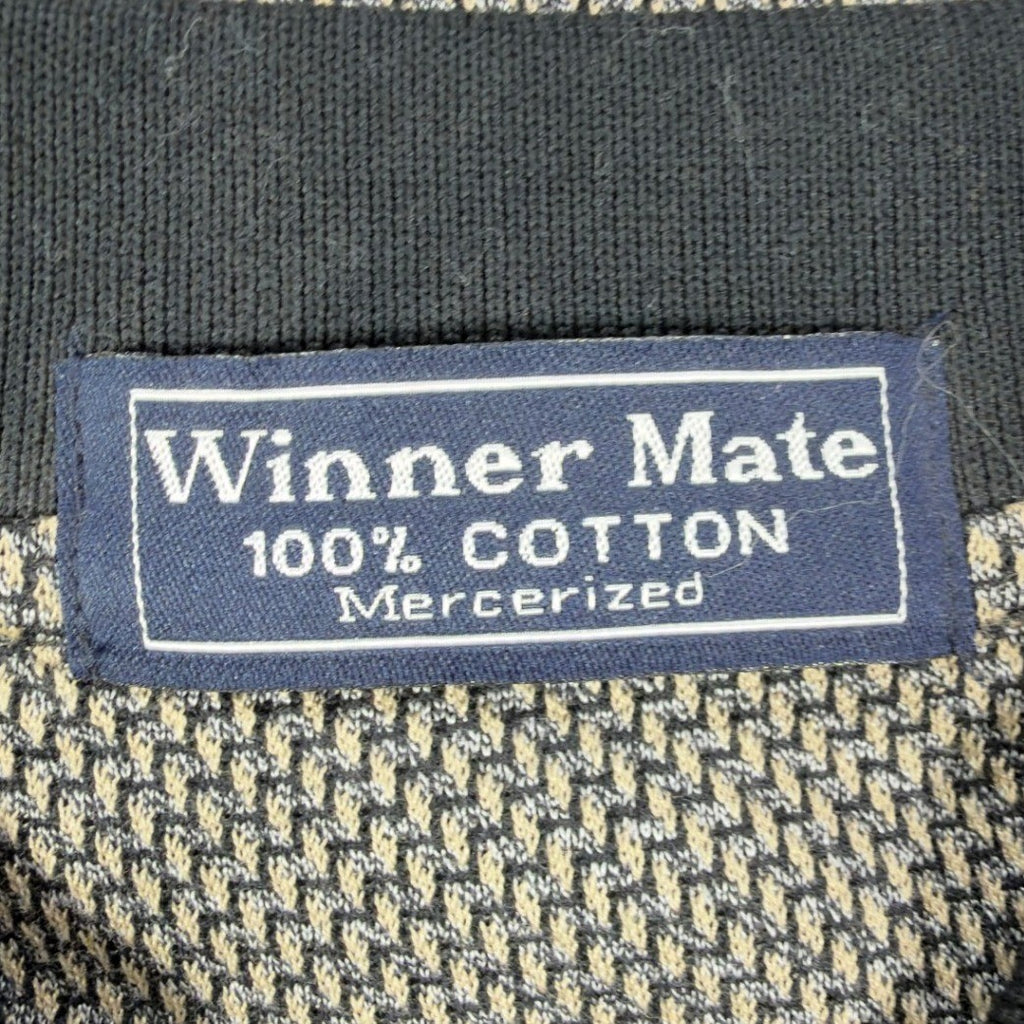 Winner Mate Vintage 90s Knit Polo Shirt Mens M Tan Black Mercerized Cotton NWT - take2supply