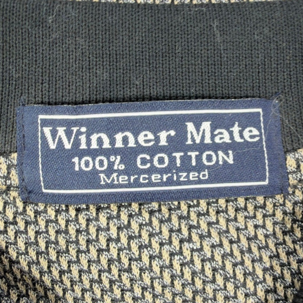 Winner Mate Vintage 90s Knit Polo Shirt Mens M Tan Black Mercerized Cotton NWT - take2supply