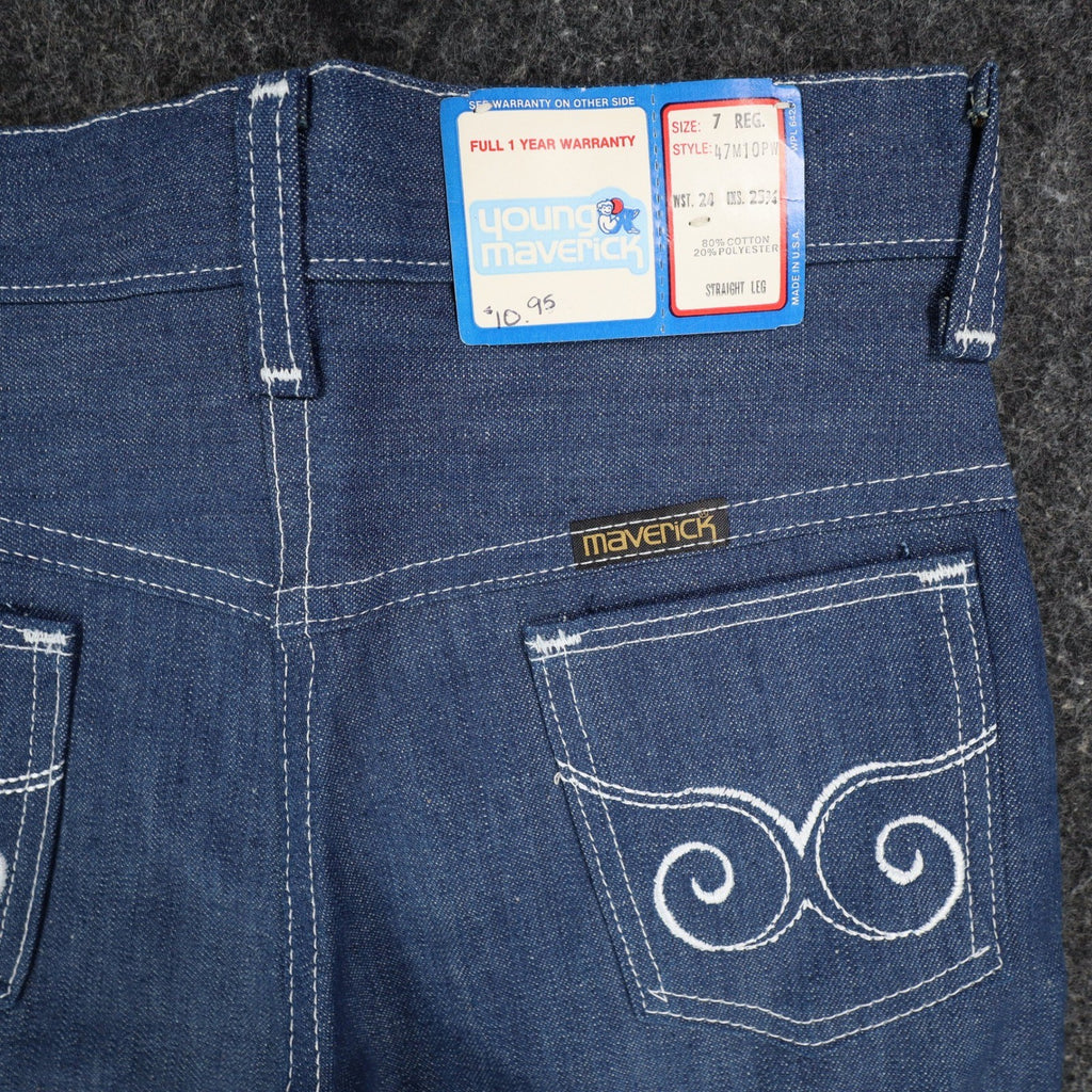 Vintage Young Maverick Boys Jeans 7 Regular Blue Straight Leg USA NWT - take2supply
