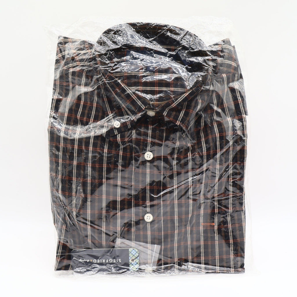 Siegfried & Company Mens M Black Rust Plaid Button Front Shirt NWT NOS - take2supply