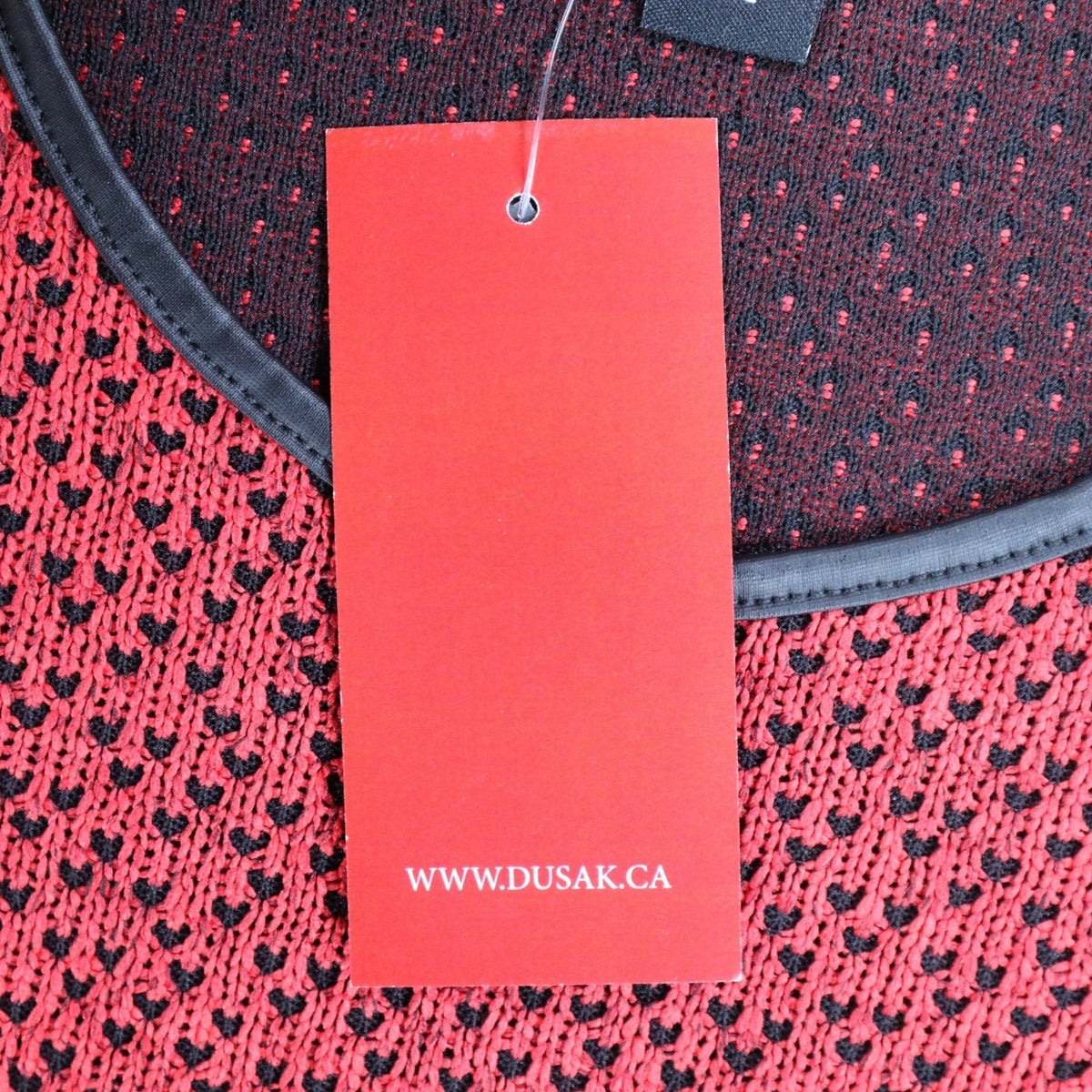 Dusak Designs Tunic Sweater Womens S Red Black Textured Knit Layered Hem Canada - take2supply