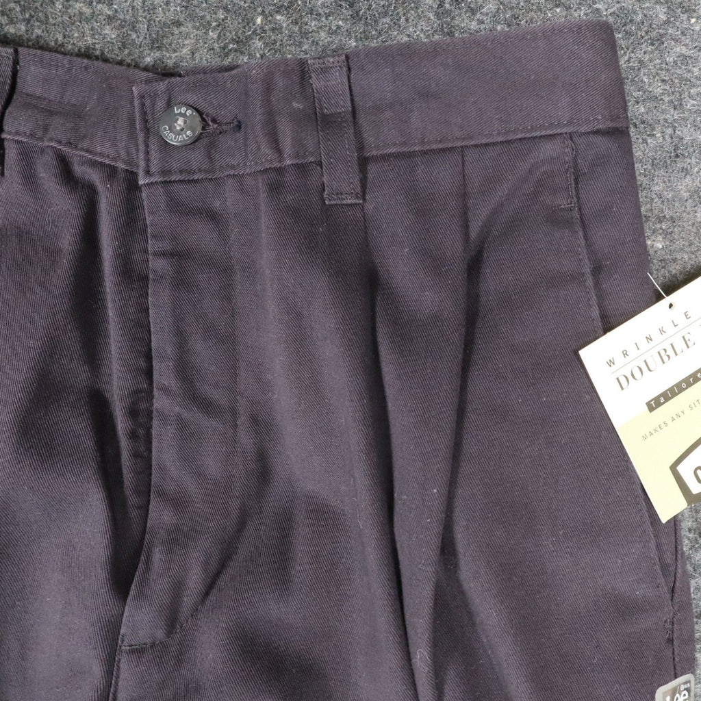 Lee Casuals Pleated Trousers Womens 10 Short Black Cotton Wrinkle Free NWT - take2supply