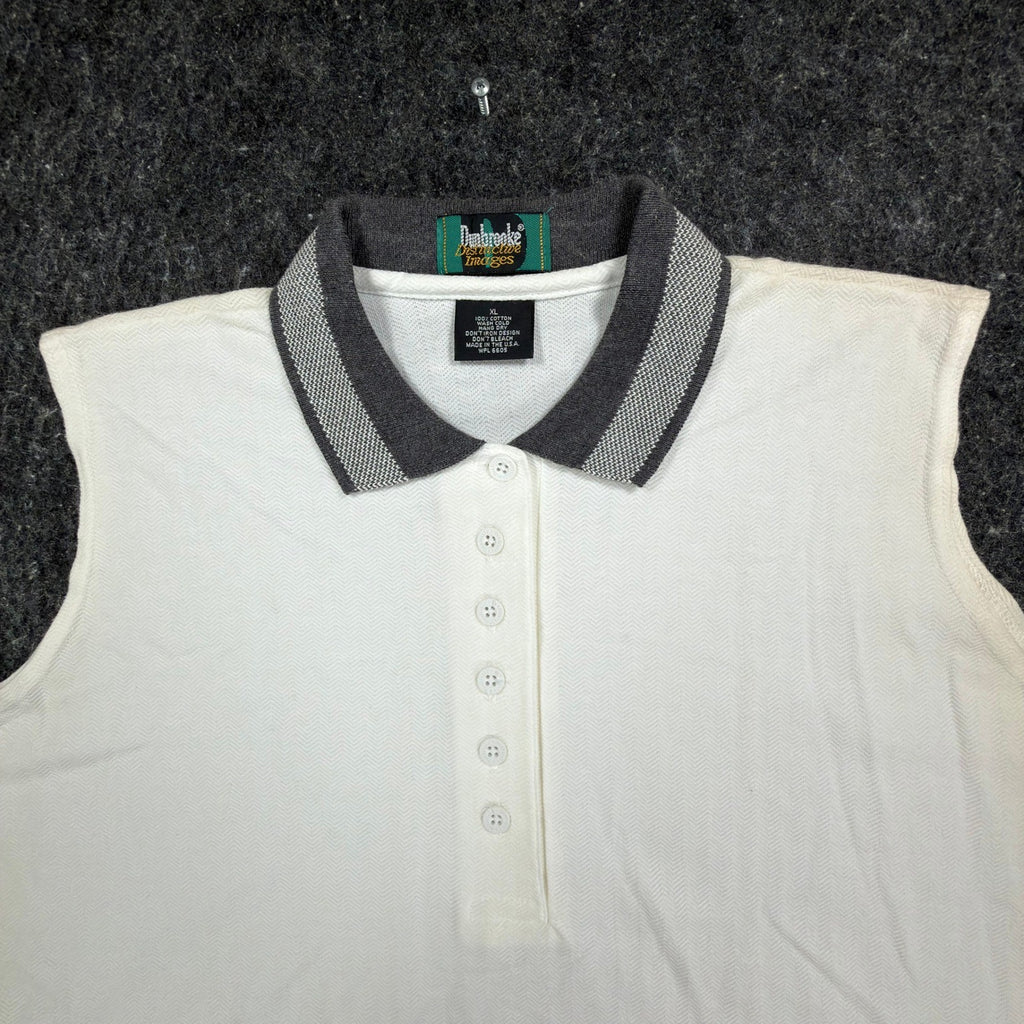 Dunbrooke 90s Vintage Sleeveless Polo Shirt Womens XL White Cotton New - take2supply