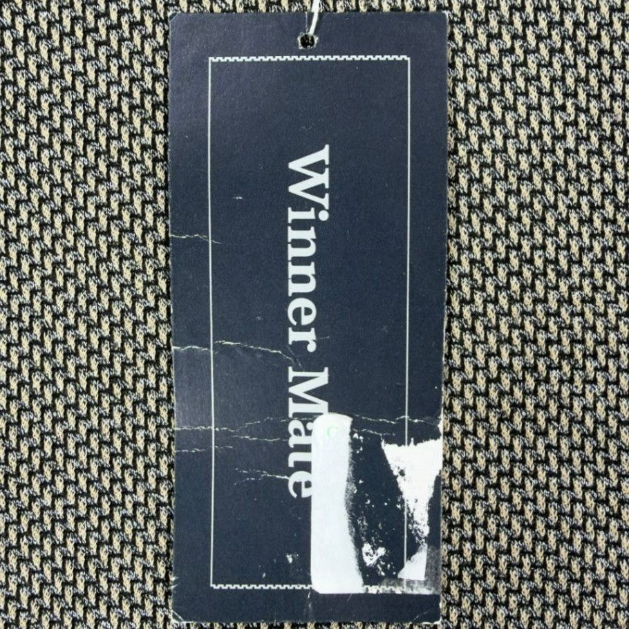 Winner Mate Vintage 90s Knit Polo Shirt Mens M Tan Black Mercerized Cotton NWT - take2supply