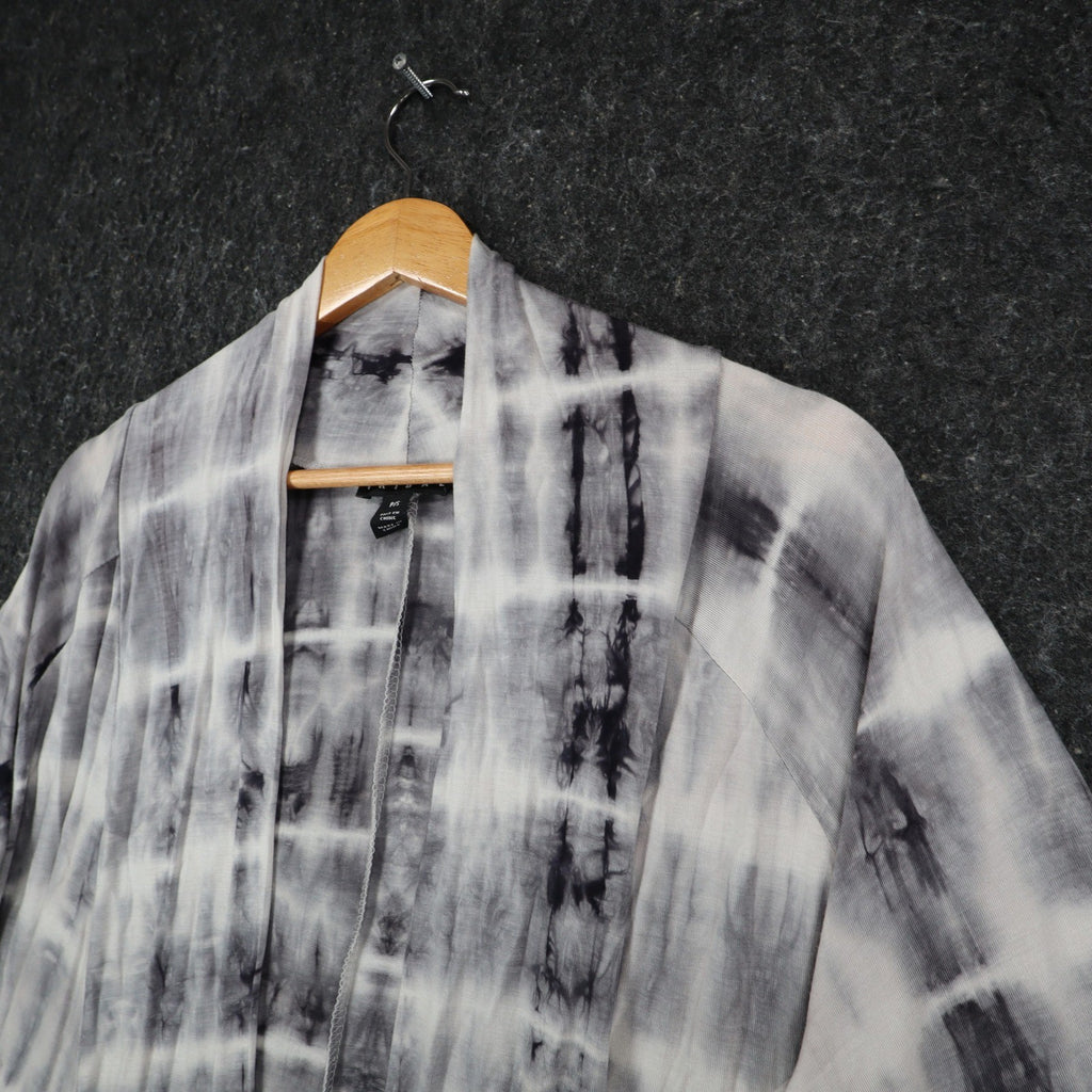 Tribal Cardigan Womens Small Gray Tie Dye Open Front Lightweight Jersey Knit NEW - take2supply