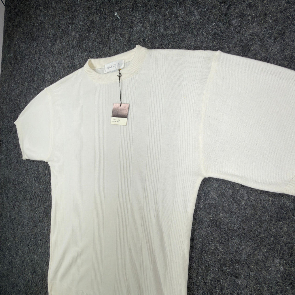 Marquis Vintage 90s Knit Top Mens Small Cream Cotton Acrylic NWT - take2supply