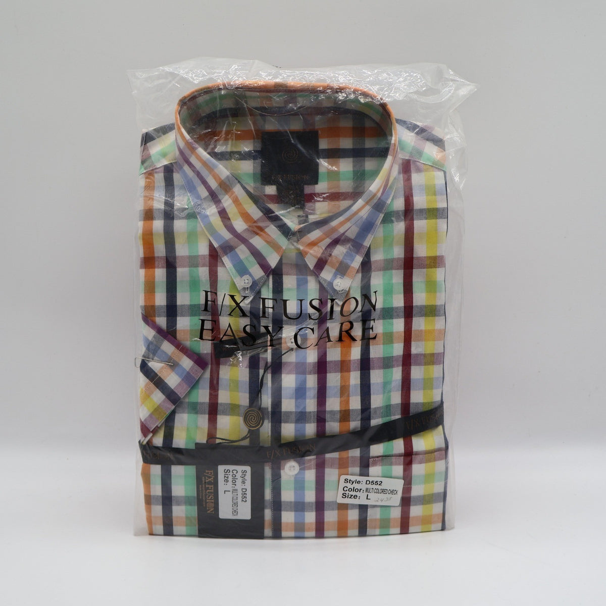 F/X Fusion Shirt Mens Large L Multicolor Check Button Down Easy Care D552 New - take2supply