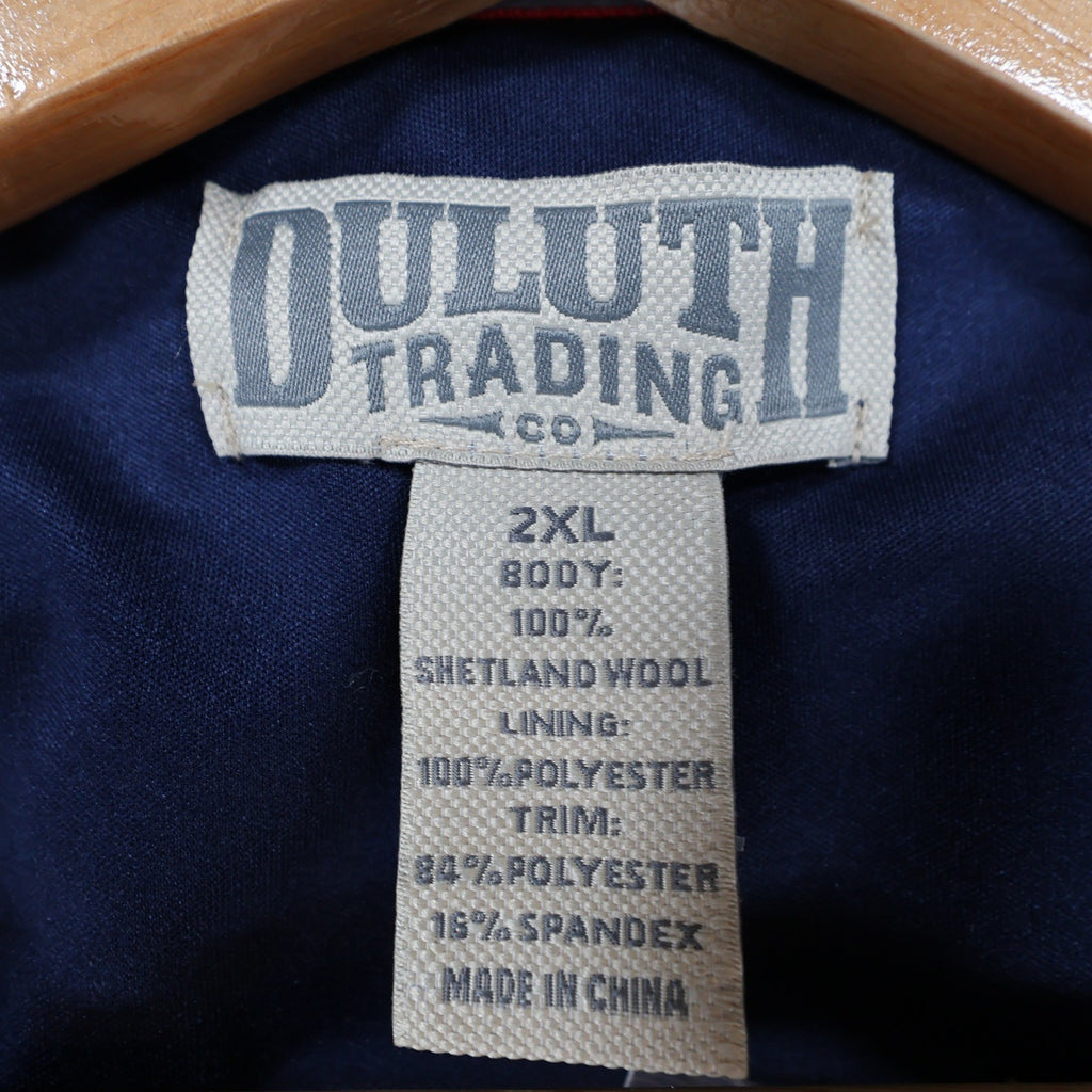Duluth Trading Co Shetland Wool Windproof Zip Sweater Mens 2XL Blue Quilted - take2supply