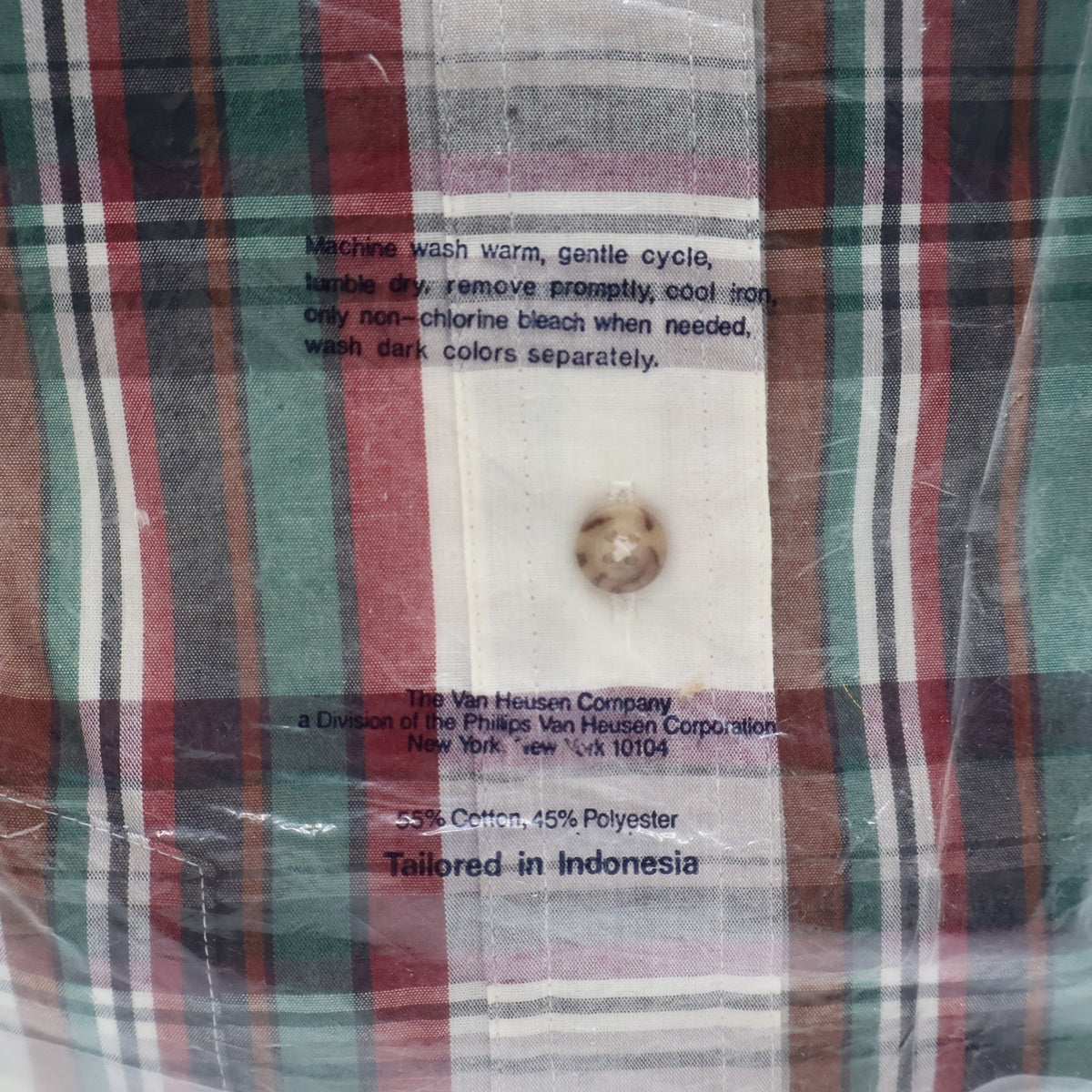 Van Heusen 417 Plaid Button Down Shirt Mens Medium Vintage 90s Deadstock Red - take2supply