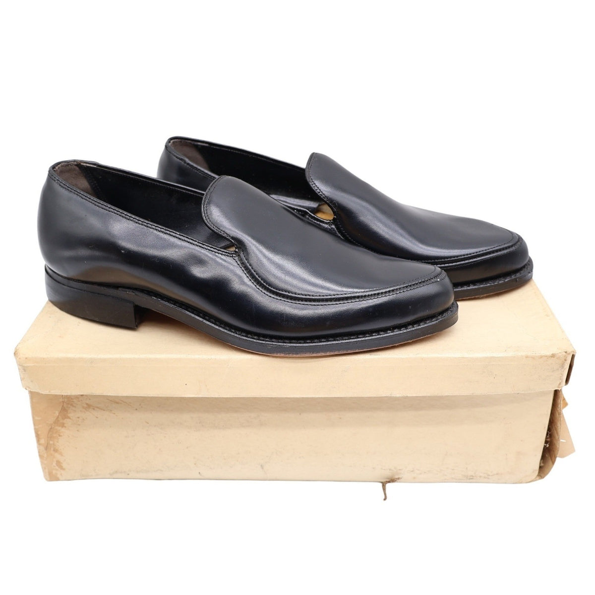 Cedar Crest Loafers Mens 7D Vintage Black Leather Moc Toe Deadstock 14 3270 - take2supply