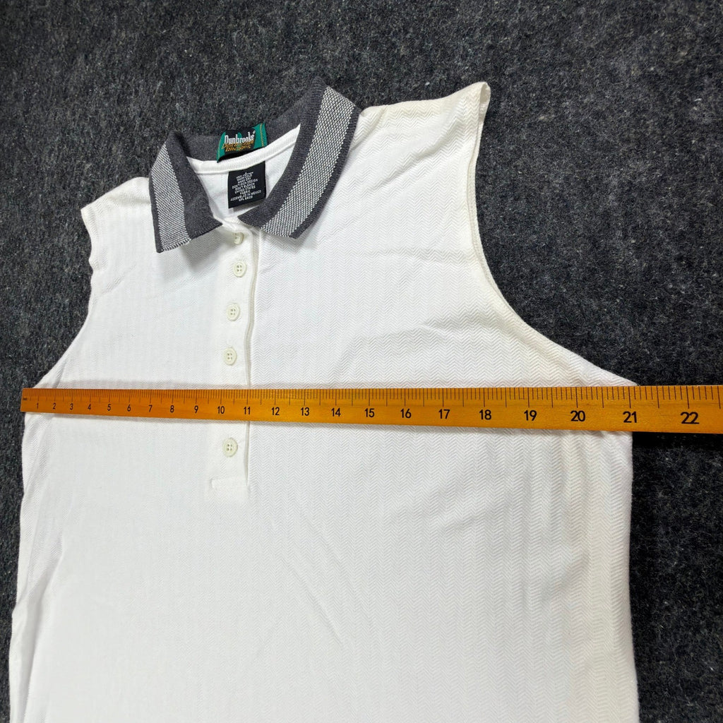 Dunbrooke Vintage Sleeveless Polo Shirt Women Large White Cotton New - take2supply