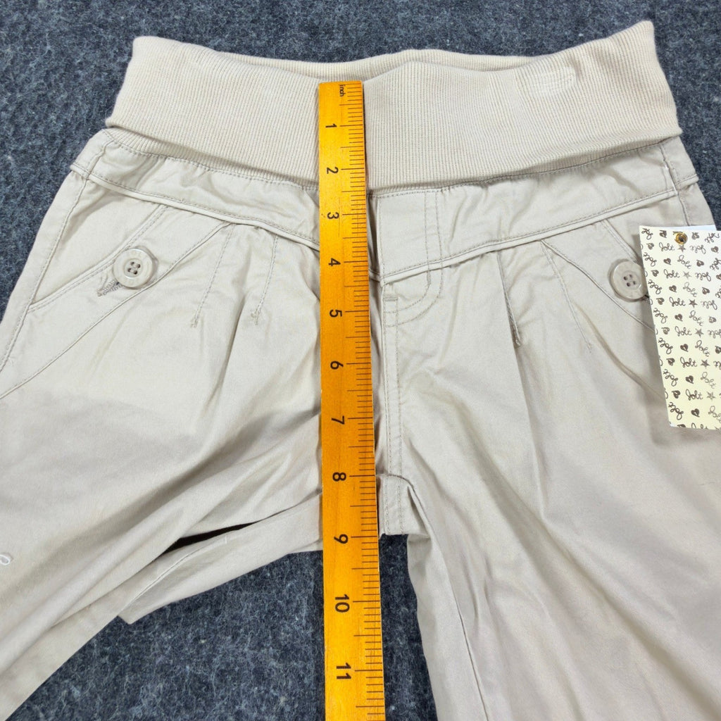 Jolt Y2K Knit Waist Bermuda Shorts Juniors 8 Khaki Cotton Stretch NWT - take2supply