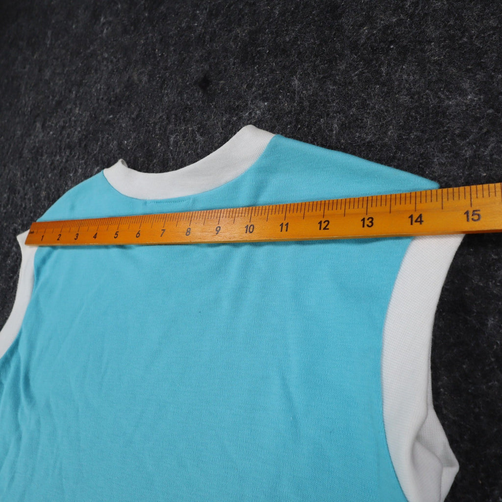 Maverick Vintage 80s Girls Large Aqua Blue Ringer Sleeveless T-Shirt NWT 1982 - take2supply