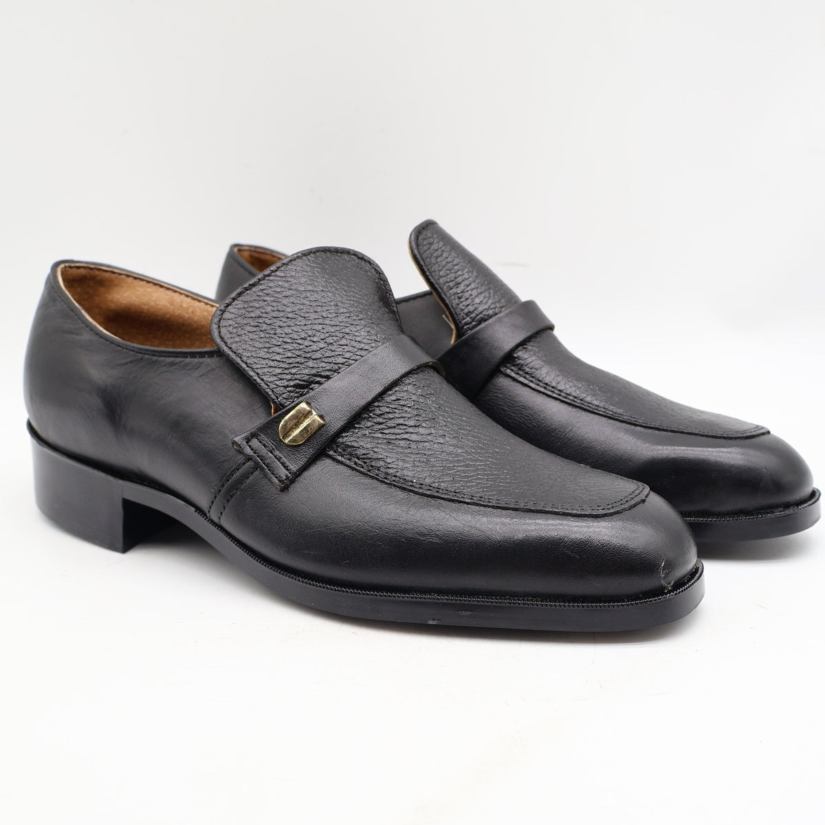 Barclay Slip On Loafers Mens 7 D Vintage Black Leather PermaSole USA 95183 - take2supply
