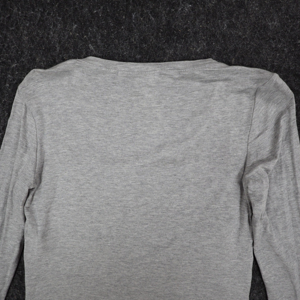 Democracy Top Womens Small Gray Striped Ruffle Front Long Sleeve Rayon Stretch - take2supply