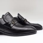 Fortune Shoes Loafers Mens 10 Vintage 70s Black Leather Square Toe Deadstock - take2supply