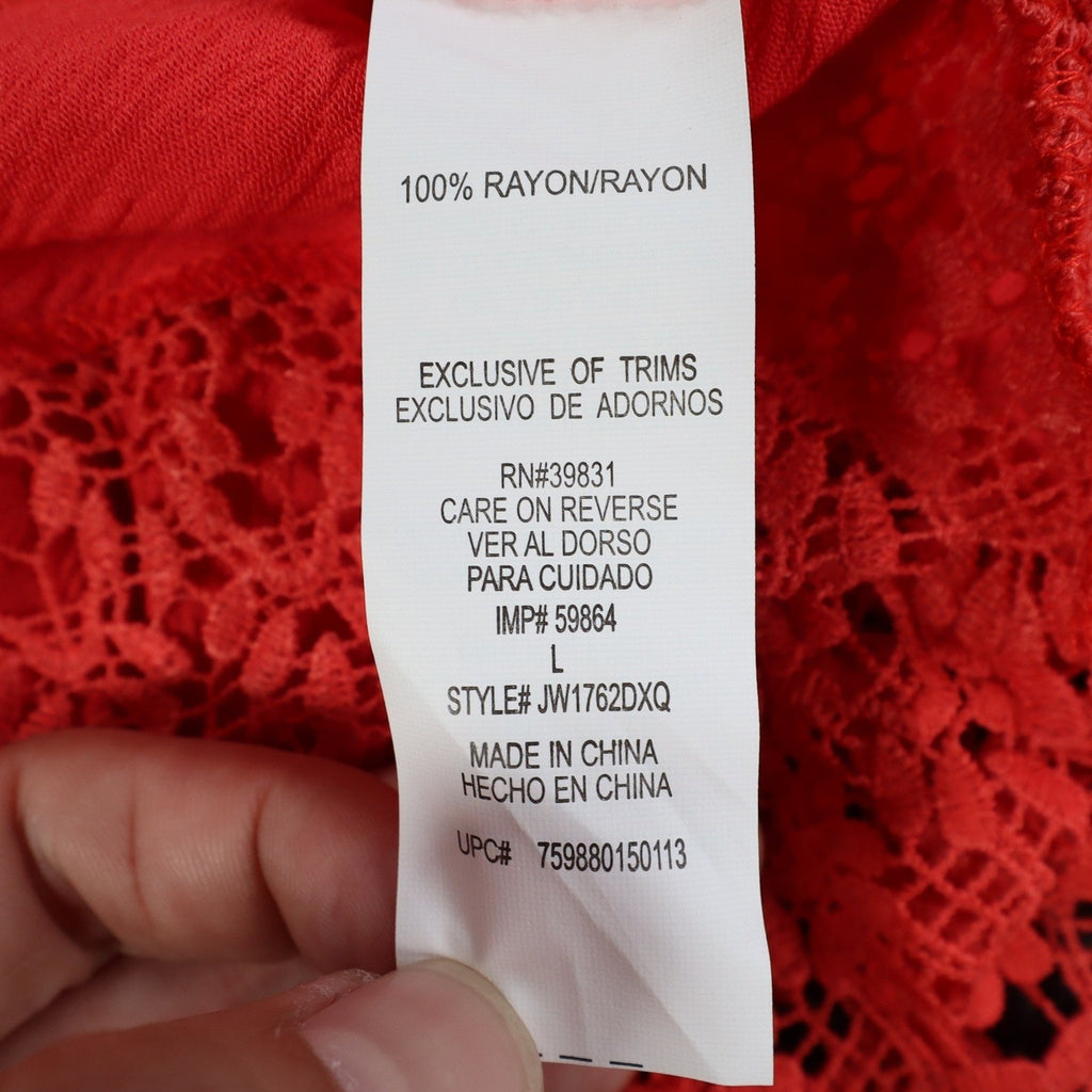 Jolt Cami Tank Top Womens Large Red Rayon Crochet Lace Trim Flowy JW1762DXQ - take2supply