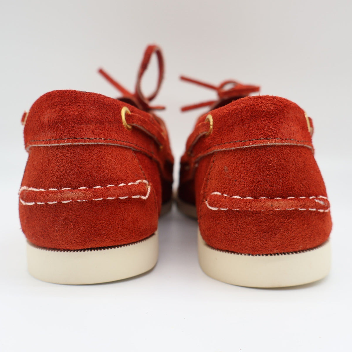 Vintage Boat Shoes 7.5 M Rust Red Suede Leather Moccasin Deck Shoes Deadstock - take2supply