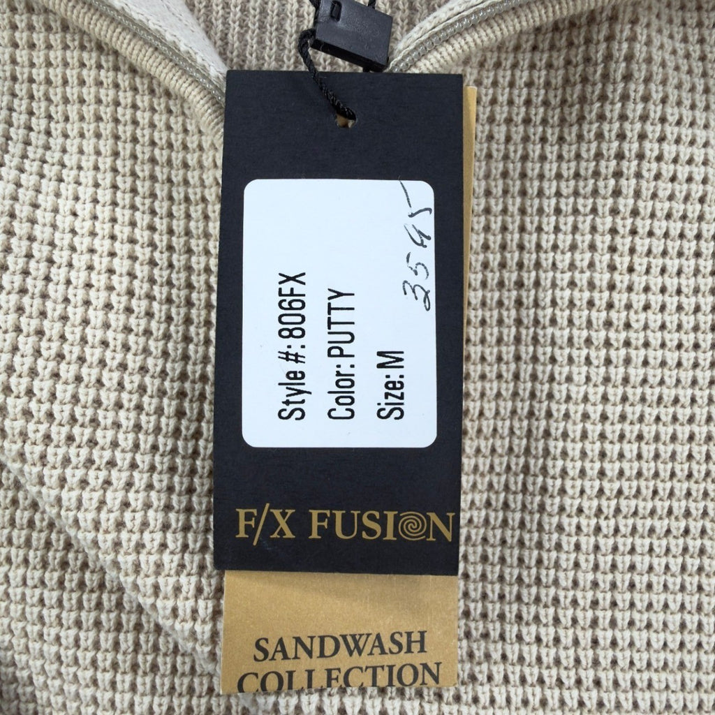 F/X Fusion Quarter Zip Sweater Mens Medium Putty Cotton Sandwash NWT C692 - take2supply