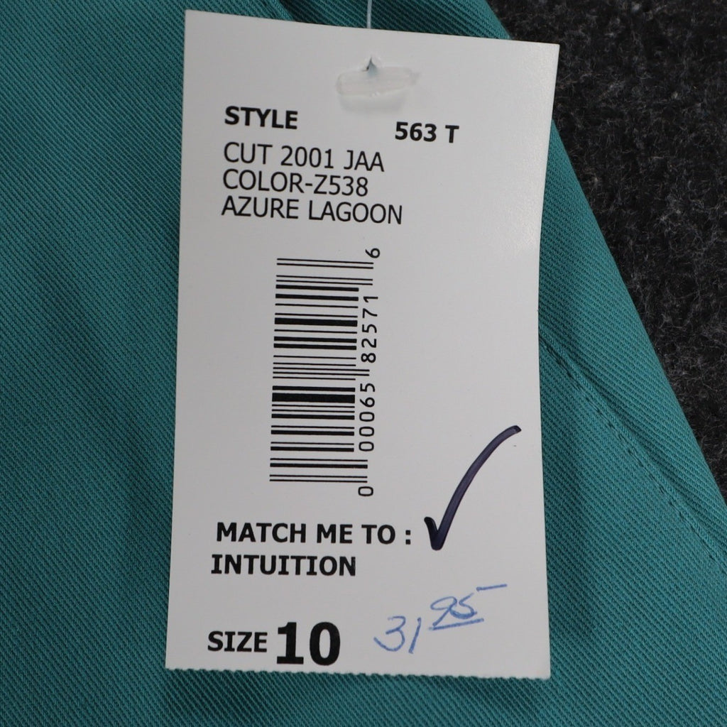 N Touch Straight Leg Pants Womens 10 Teal Azure Lagoon Cotton Tencel Trousers - take2supply